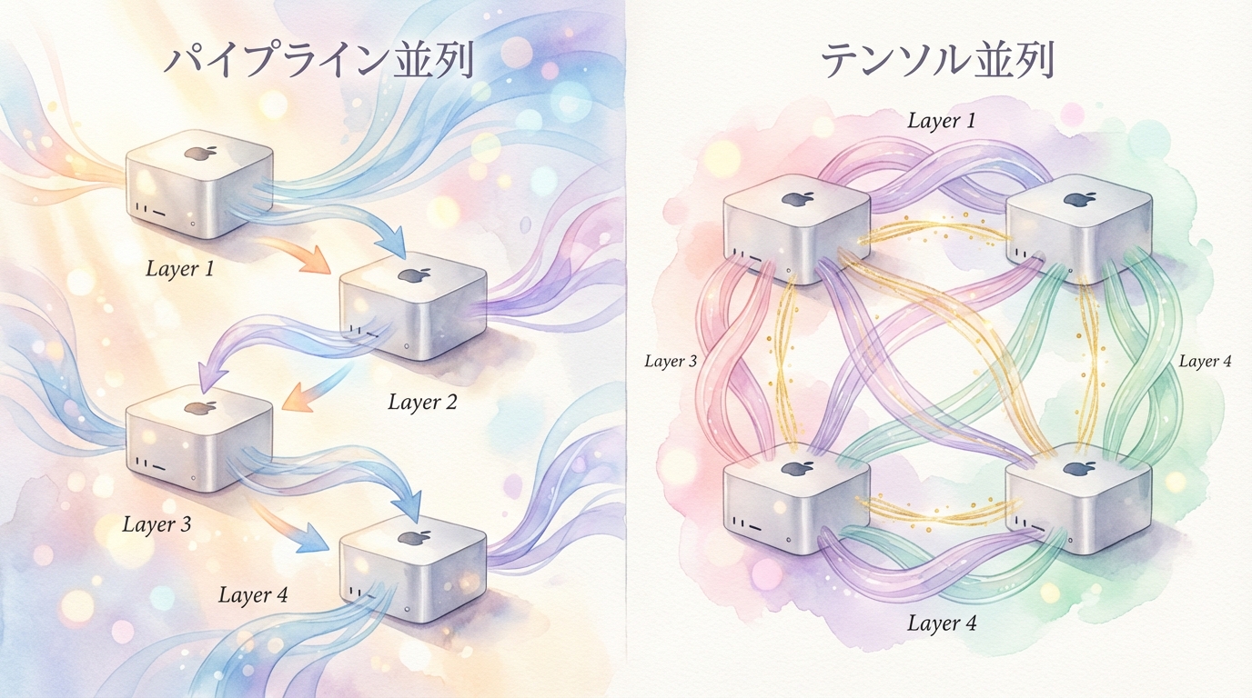 パイプライン並列 vs テンソル並列の比較