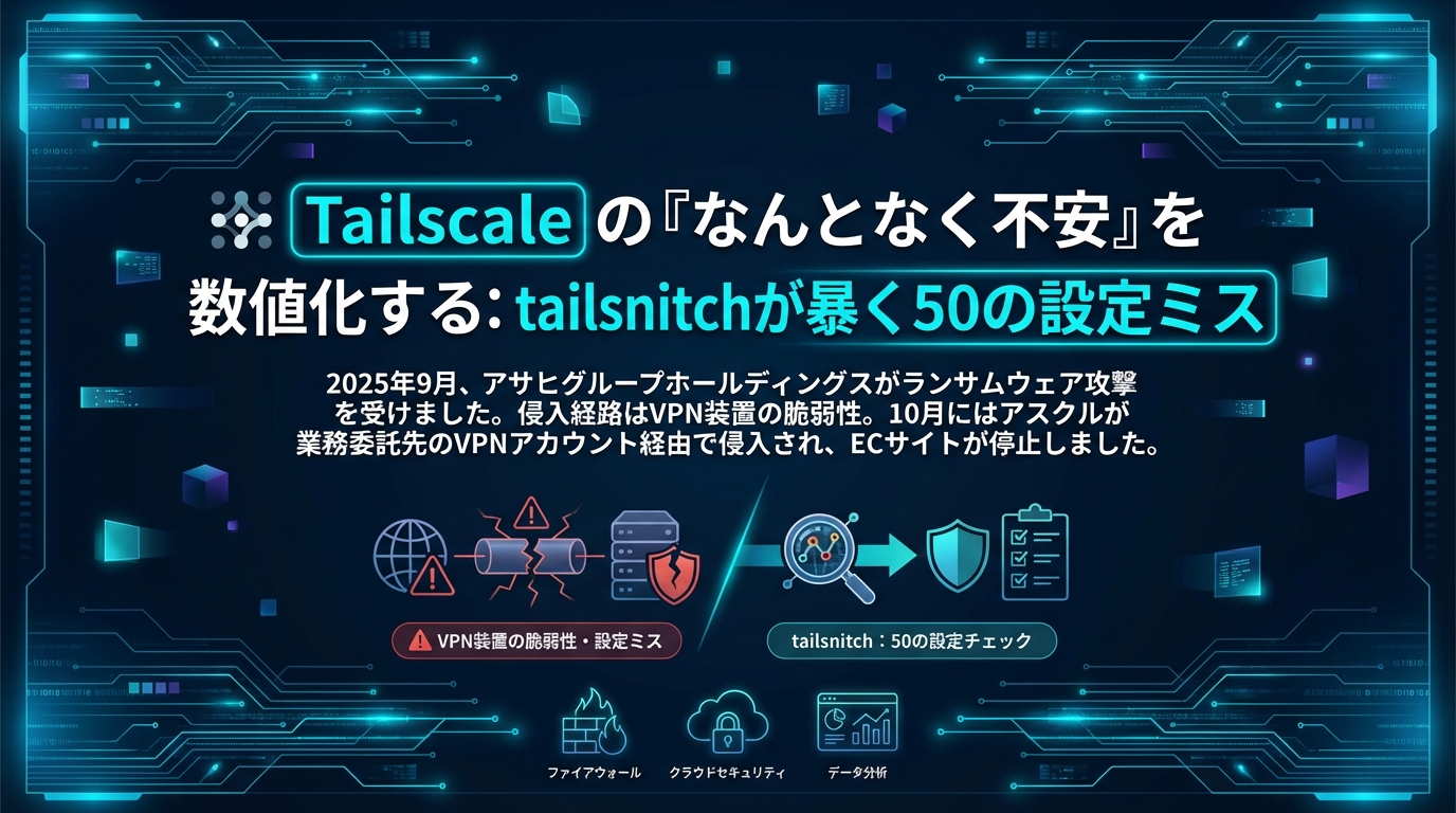 Tailscaleの『なんとなく不安』を数値化する：tailsnitchが暴く50の設定ミス cover image